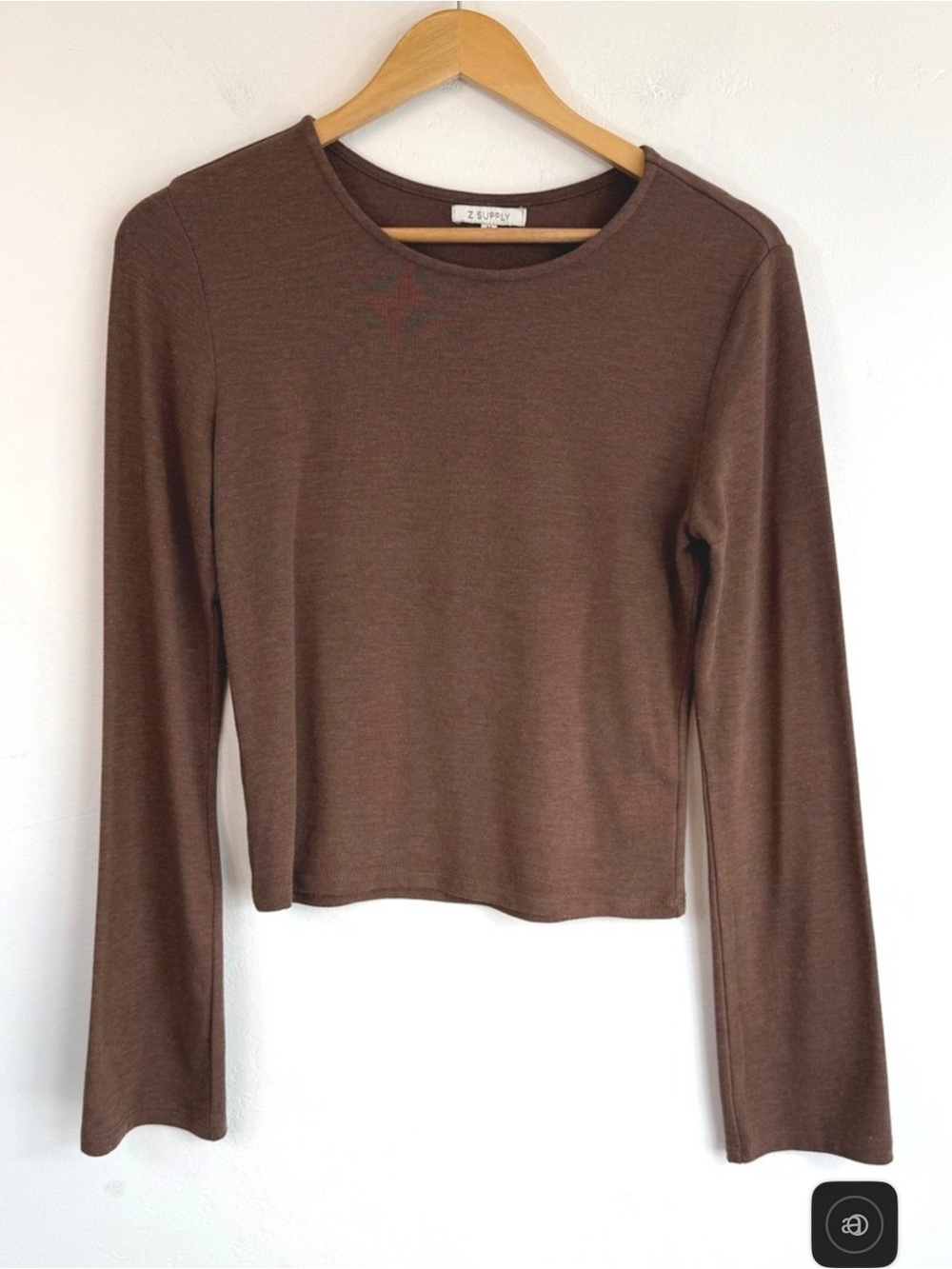 Z Supply Women’s Long Sleeve Crew Neck Tee in Brown